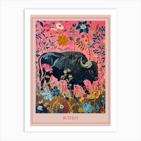 Floral Animal Painting Buffalo 2 Poster Art Print