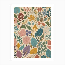 Pastel Leaves 1 Art Print