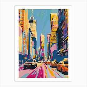 Fifth Avenue New York Colourful Silkscreen Illustration 3 Art Print