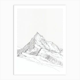 Mont Blanc France Italy Line Drawing 1 Art Print