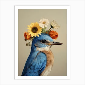 Bird With A Flower Crown Eastern Bluebird 3 Art Print