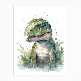 Baby T Rex Dinosaur Watercolour Nursery 2 Art Print
