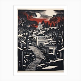 Japan Linocut Illustration Style 4 Art Print