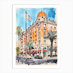 The Beverly Wilshire Beverly Hills   Beverly Hills, California   Resort Storybook Illustration 1 Art Print