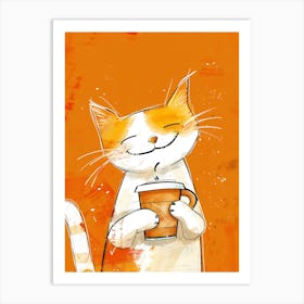 Cat With A Cup Of Coffee Art Print