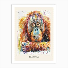Orangutan Colourful Watercolour 3 Poster Art Print