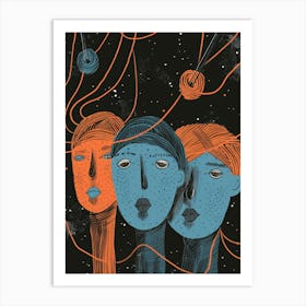 Three People In Space Art Print