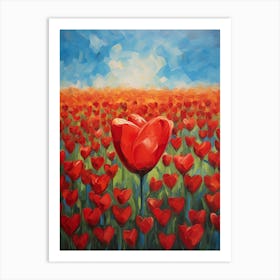 Valentine Red Tulip Heart Field Art Print