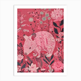 Floral Animal Painting Wombat 2 Art Print