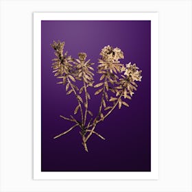 Gold Botanical Garland Flowers on Royal Purple n.3465 Art Print