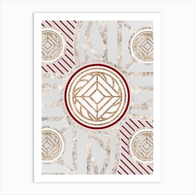 Geometric Abstract Glyph in Festive Gold Silver and Red n.0050 Art Print