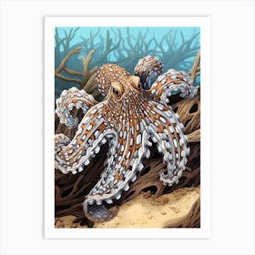 Mimic Octopus Illustration 8 Art Print