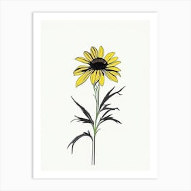 Rudbeckia Floral Minimal Line Drawing 1 Flower Art Print