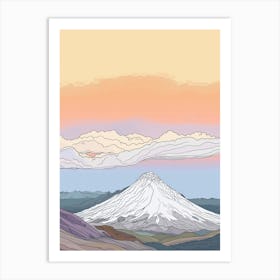 Cotopaxi Ecuador Color Line Drawing (2) Art Print