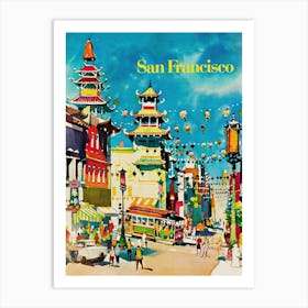 San Francisco Cityscape Vintage Travel Poster Art Print
