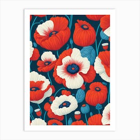 Poppies Seamless Pattern Art Print