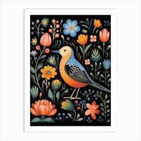 Folk Bird Illustration Dunlin 1 Art Print