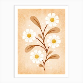 Vintage Beige Daisies Art Print