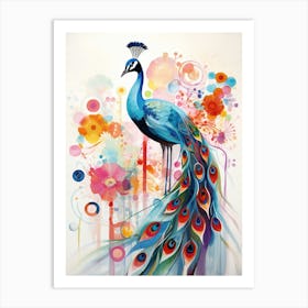 Bird Painting Collage Peacock 3 Art Print