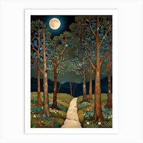 William Morris Moonlight Path Art Print