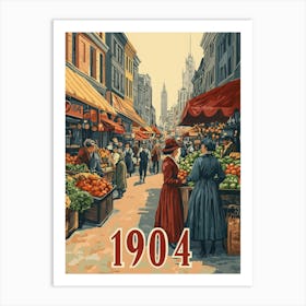 Aihrgdesign A Nostalgic Poster Of A Lively City Street Market 0f401653 E727 47f6 8e71 52dd54e7d62a 1 Art Print