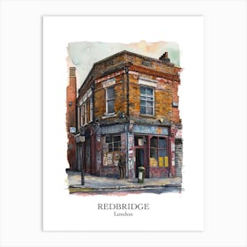 Redbridge London Borough   Street Watercolour 3 Poster Art Print