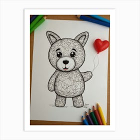 Teddy Bear Drawing Art Print