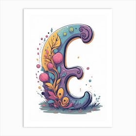 Colorful Letter E Illustration 20 Art Print