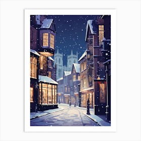 Winter Travel Night Illustration York United Kingdom 4 Art Print