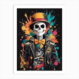 Skeleton In Hat Art Print