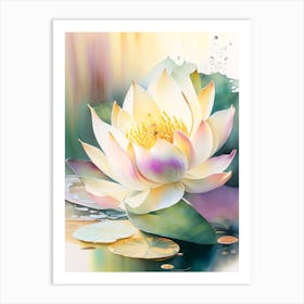 Giant Lotus Storybook Watercolour 1 Art Print