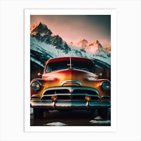 Classic Car At Sunset 2 Art Print