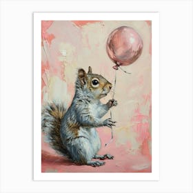 Cute Squirrel 2 With Balloon Art Print