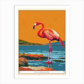 Greater Flamingo South America Chile Tropical Illustration 1 Poster Art Print