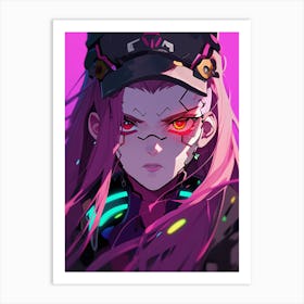 Anime Girl With Pink Hair Art Print