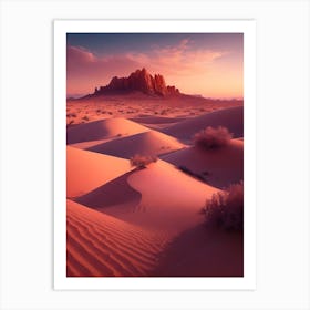 Desert Landscape With Orange And Pink Skies Art Print