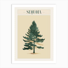 Sequoia Tree Minimal Japandi Illustration 1 Poster Art Print