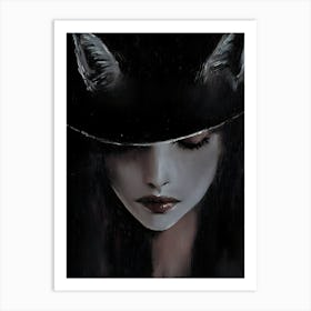 Dark Gothic Fox Hat Art Print