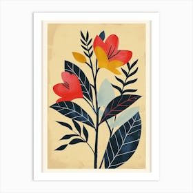 Botanical Tropical Leaves Groovy 3 Art Print