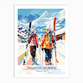 Steamboat Ski Resort   Colorado Usa, Ski Resort Poster Illustration 2 Art Print