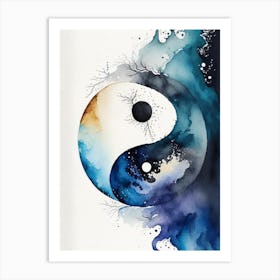 Repeat Yin And Yang Watercolour Art Print