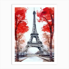 Paris Eiffel Tower Watercolor Polaroid Motif Art Print