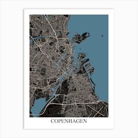Copenhagen Black Blue Art Print