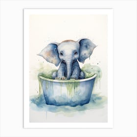 Elephant Painting In A Bathtub Watercolour 3 Art Print