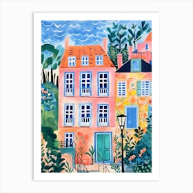 House On The Hill Watercolor Painting Art Print