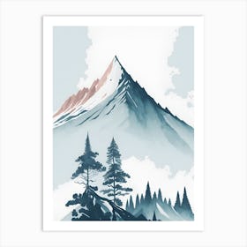 Mountain And Forest In Minimalist Watercolor Vertical Composition 31 Art Print