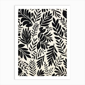 Black And White Leaves 2 Art Print