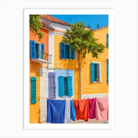 Colorful Houses In Greece Art Print