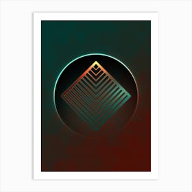 Geometric Neon Glyph on Jewel Tone Triangle Pattern 128 Art Print