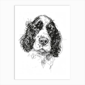 American Water Spaniel Line Sketch 2 Art Print